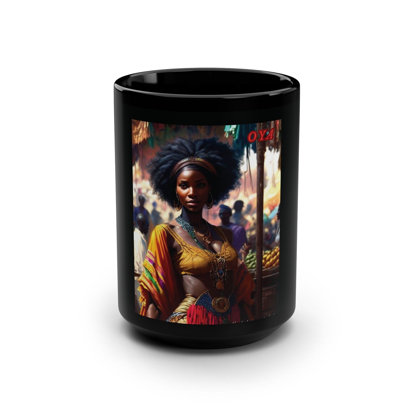 Oya Marketplace Black Mug, 15oz