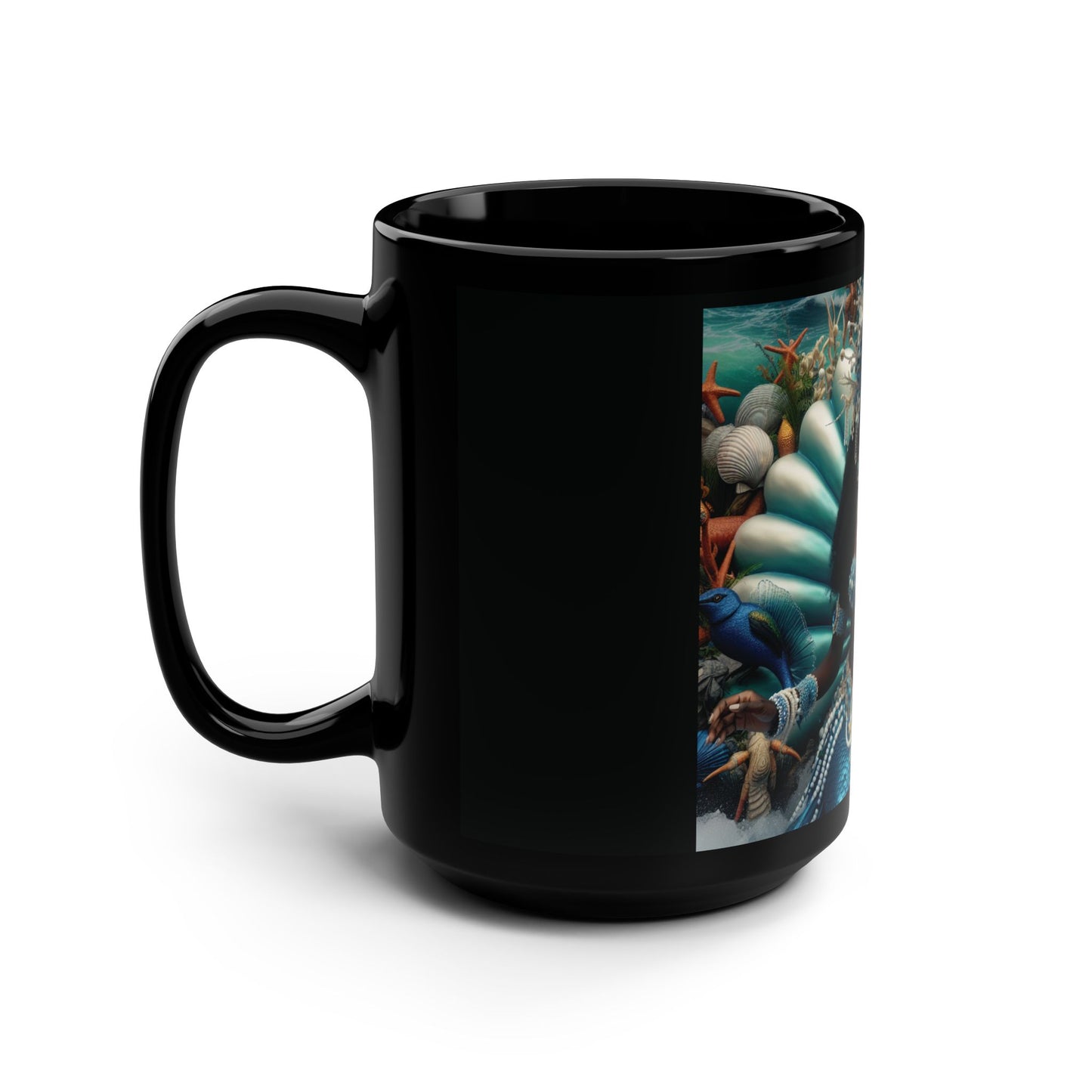 Divine Water Deity Black Mug, 15oz