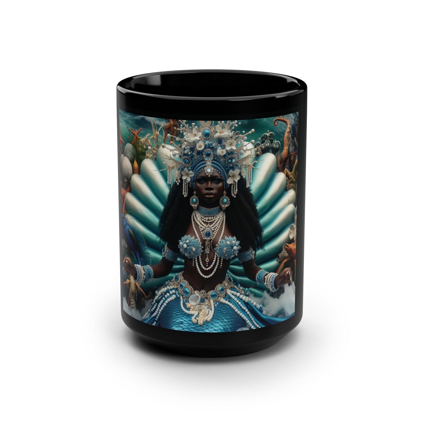 Divine Water Deity Black Mug, 15oz