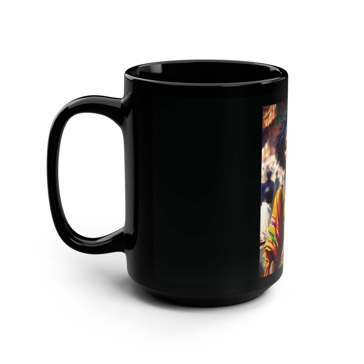 Oya Marketplace Black Mug, 15oz