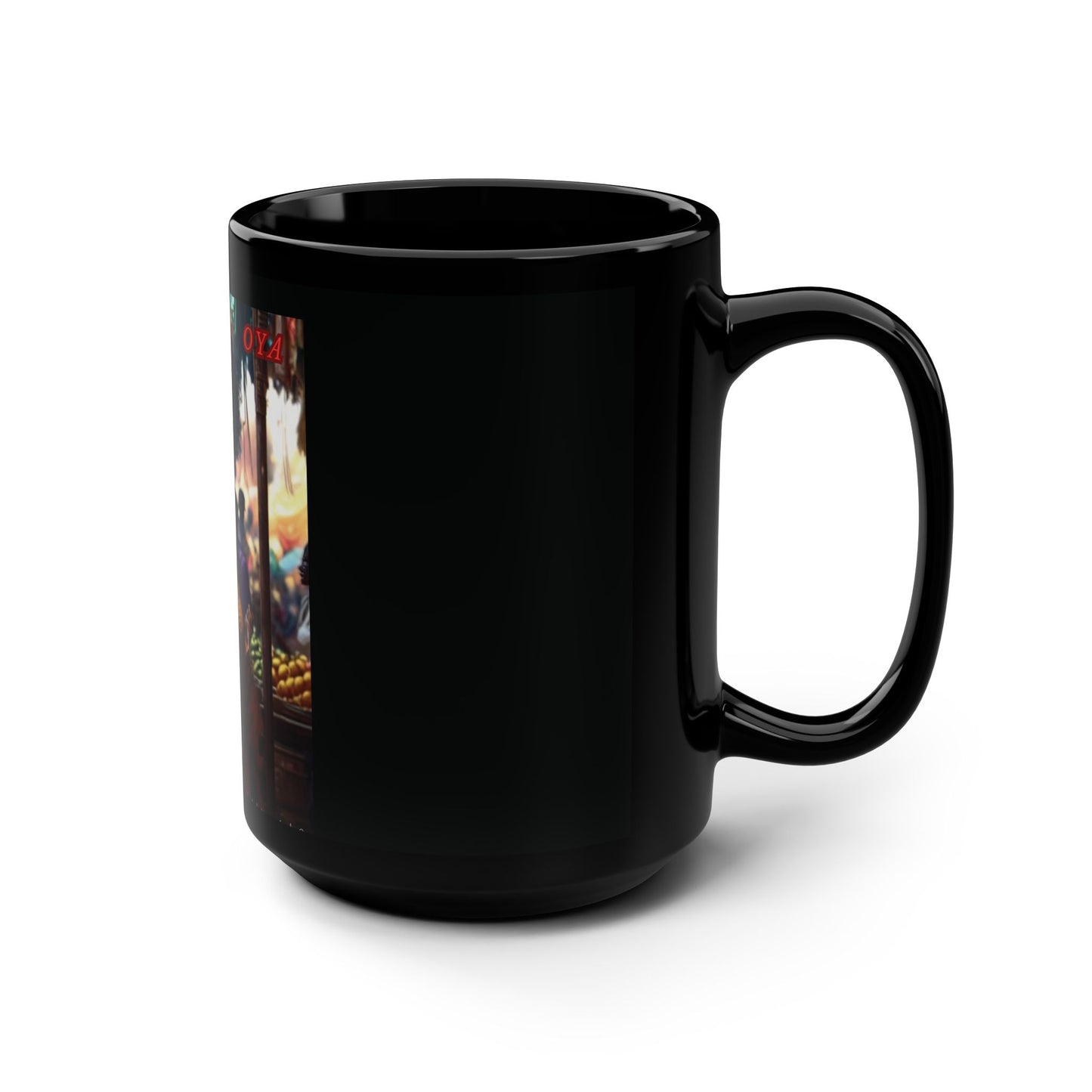 Oya Marketplace Black Mug, 15oz